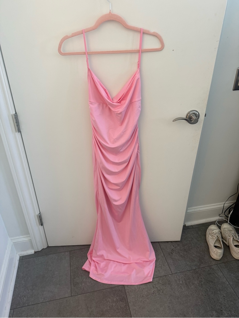 Amazon Pink Draped Maxi Slip Dress